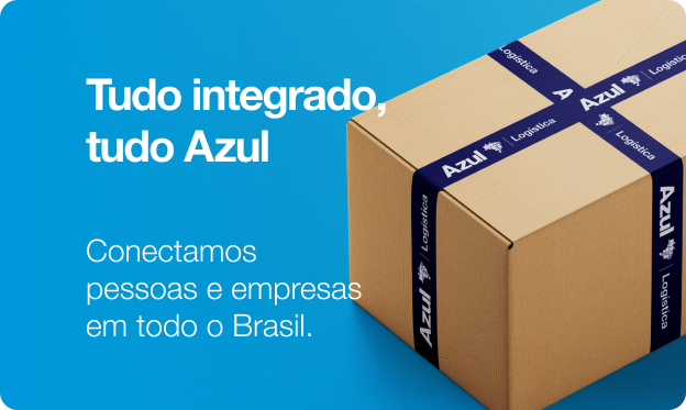 Caixa de encomenda Azul Logística conectando pessoas e empresas